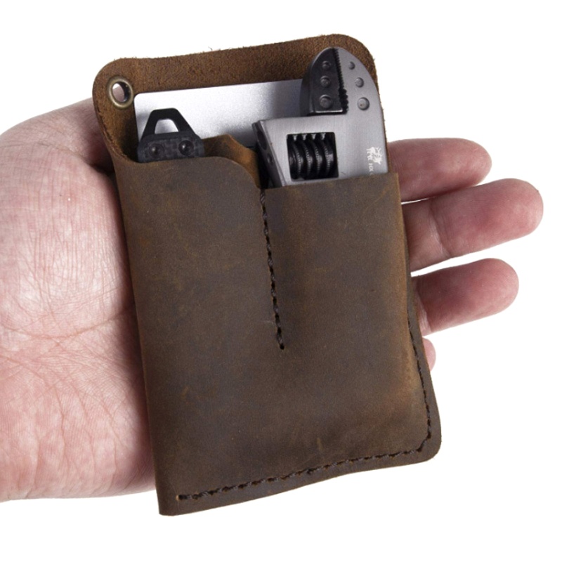 Gro Portable Leather Pocket Organizer Handmade Multitool Sarung Aksesoris Untuk Pria