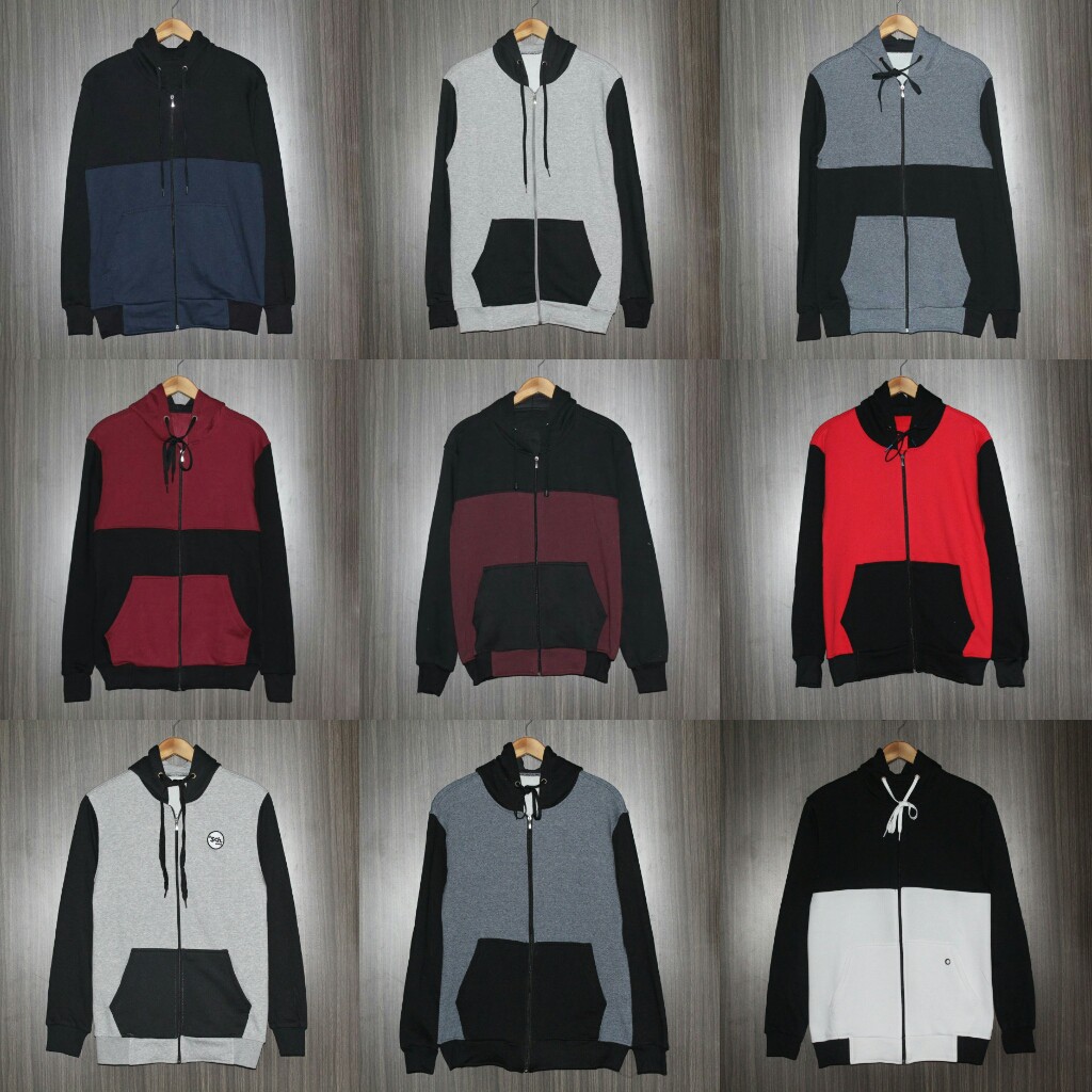 jaket zipper kombi pria