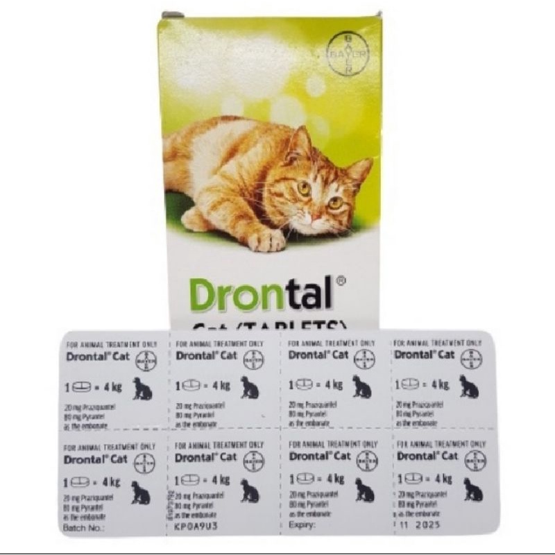 DRONTAL KUCING CAT PLUS 1 Tablet BB 4 Kg - Tablet Obat Cacing Kucing Bayer