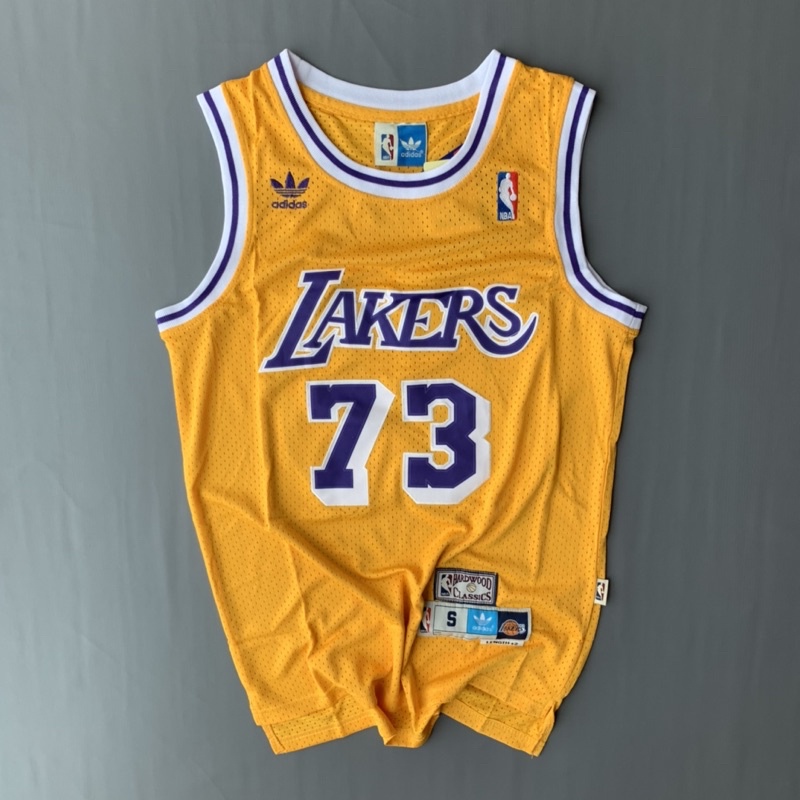 Retro Dennis Rodman #73 Los Angeles Lakers Basketball Maillot Jersey Cousu jaune 