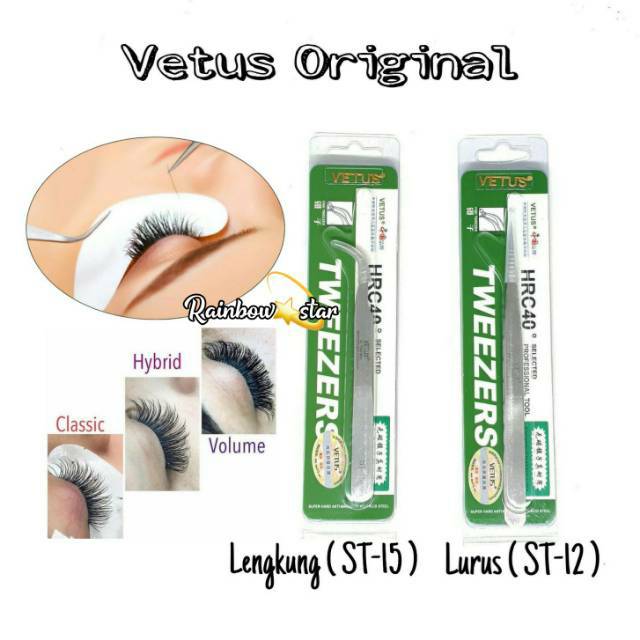 Pinset VETUS ORIGINAL Silver Tweezers Eyelash Extension Alat Sambung Bulu Mata