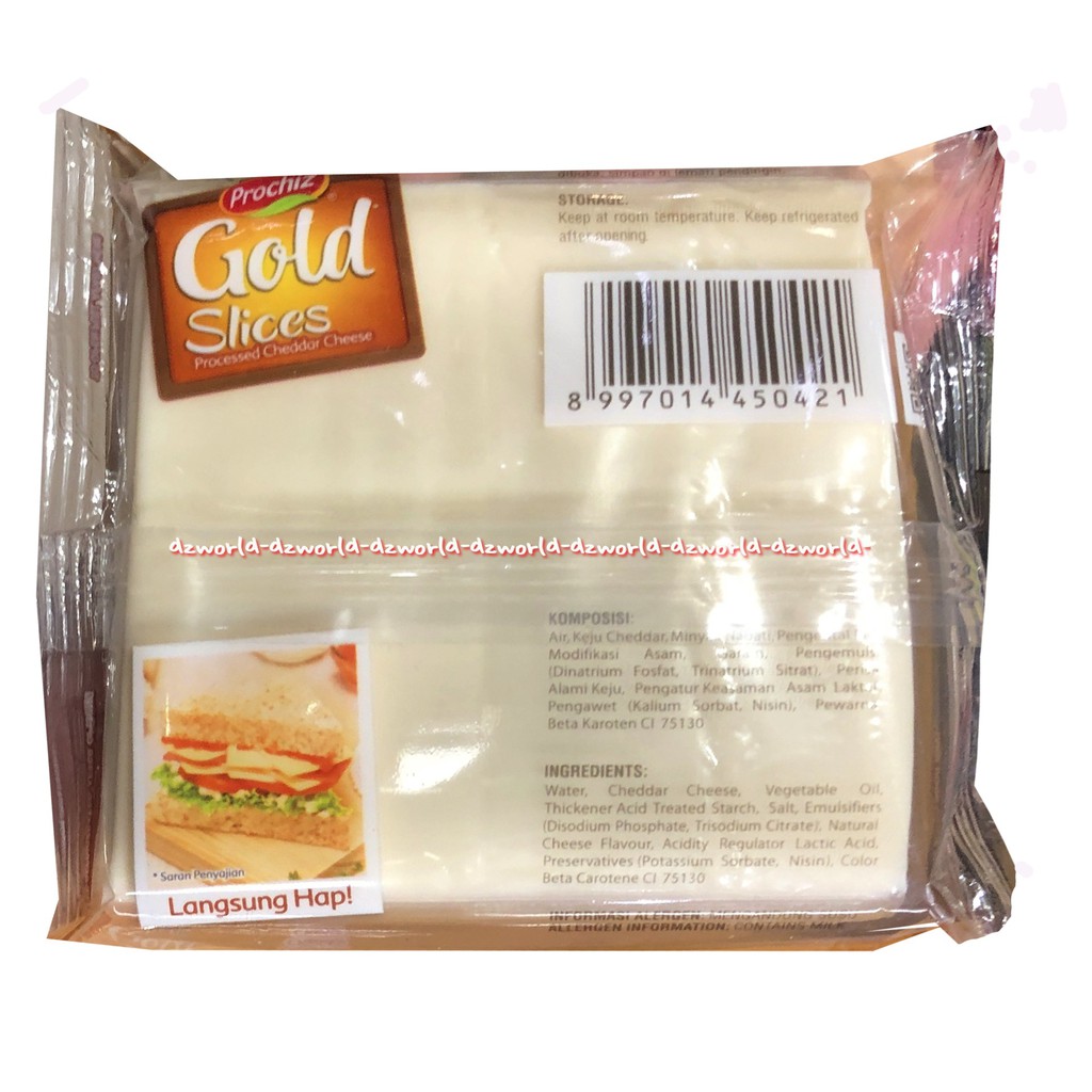 Prochiz Gold Slice Processed Cheddar Cheese 12lembar Keju Lembaran Pro Chiz Pro Cheese Slize