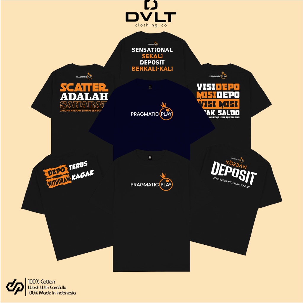 Kaos Baju PRAGMATIC PLAY LOGO GAME SLOT BAHAN PREMIUM Keren Murah / Kaos Baju Pragmatic Zeus / Kaos 