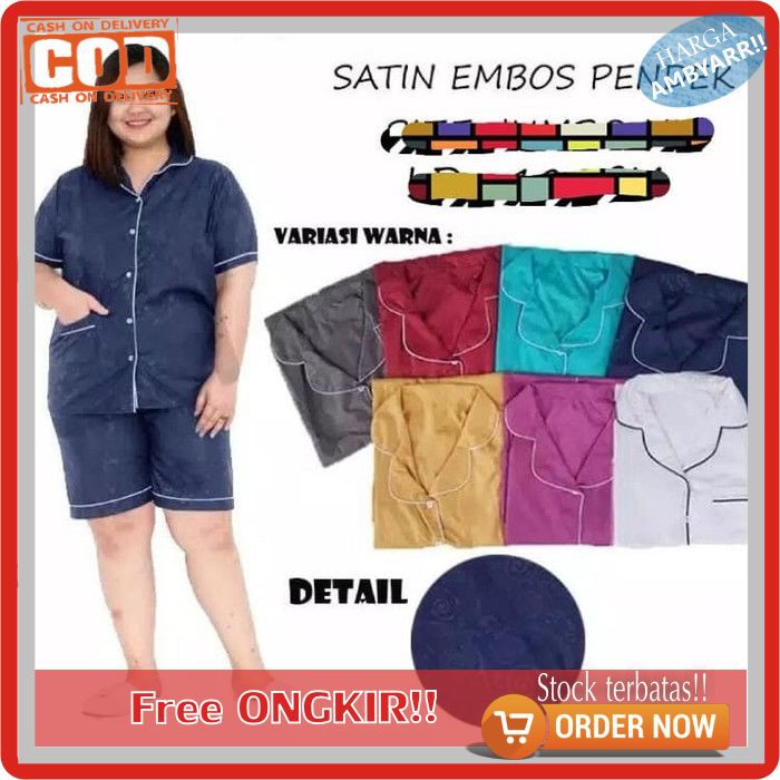 BAJU TIDUR PIYAMA BABY DOLL WANITA CEWEK DEWASA JUMBO BIG SIZE XXL KATUN EMBOS BUNGA a06