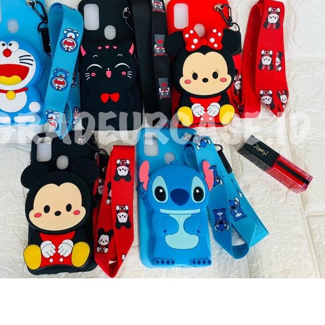 ➽ REALME NARZO 30A 20 PRO C1 C2 C11 C12 C15 C17 C25 Soft Case Dompet + Tali Gantungan HP Karakter ➾