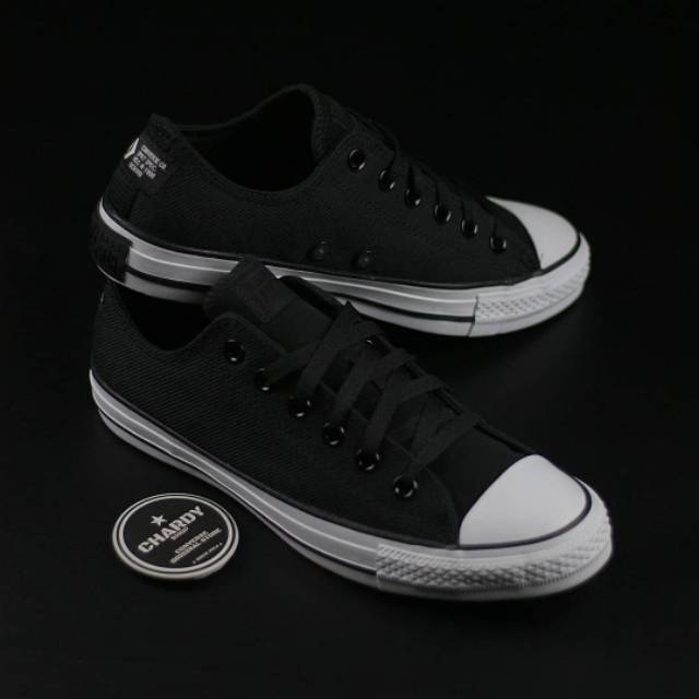 Sepatu Sneakers Pria CONVERSE CT AS Ox Twill-Textile Black White Original 166240C
