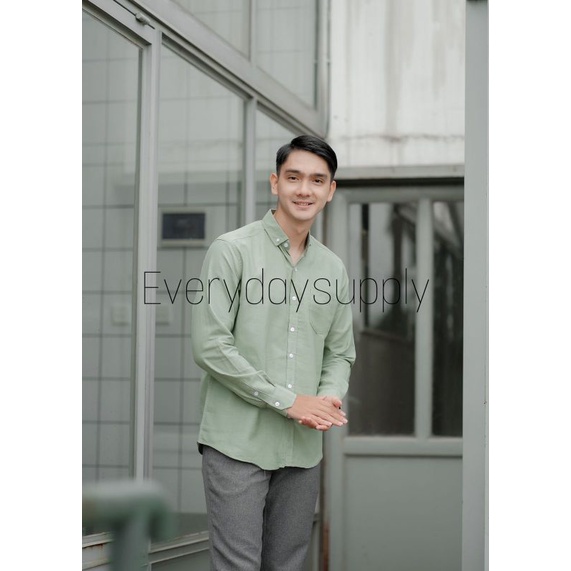 Kemeja Polos Pria Slimfit Panjang Hijau Mint Kemeja Pria Warna