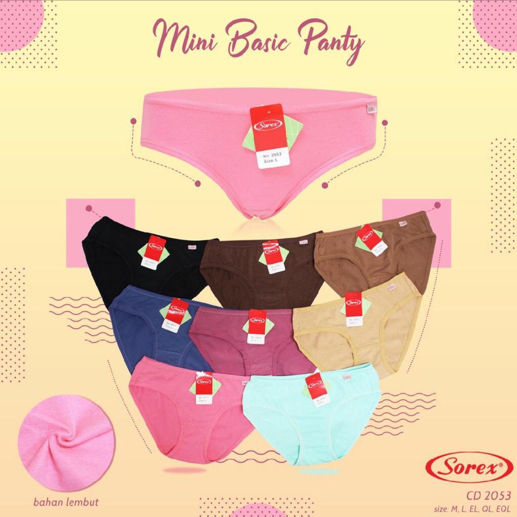 CD WANITA PEREMPUAN GADIS SOREX 2053-  CELANA DALAM WANITA MINI SIZE M L EL QL EQL - SOREX CD BASIC MINI KATUN - ARA98STORE