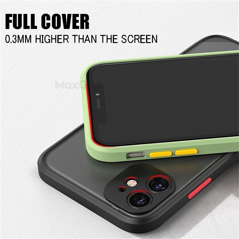 Hard Case Bumper Silikon Matte Transparan Shockproof Untuk IPhone X XS XR 11 12 13 14 Pro Max 7 8 Plus