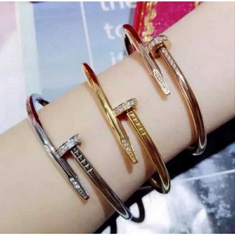 [Bayar di tempat]Gelang paku bumi wanita/Gelang bangle titanium asli original impor/Gelang titanium 