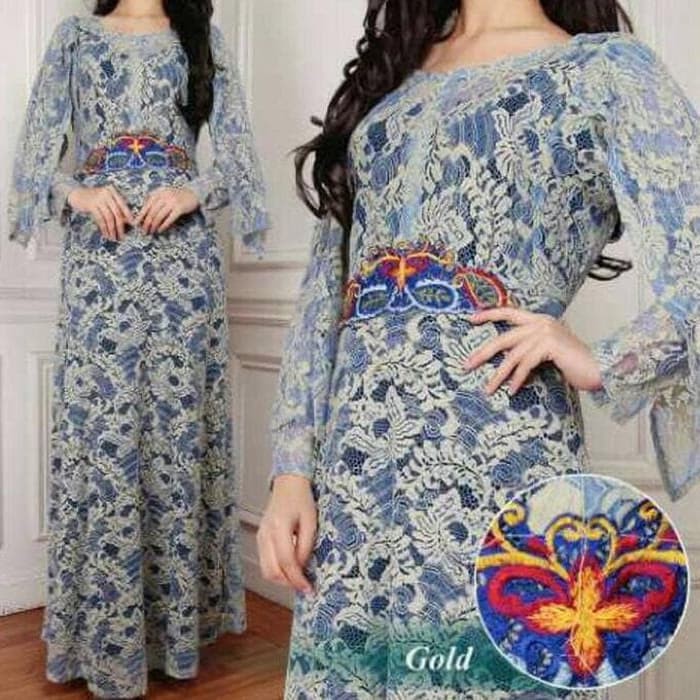 Termurah Baju Muslim Kaftan Maga Gold Sw ) Kaftan Wanita Brukat Serena  ER-545