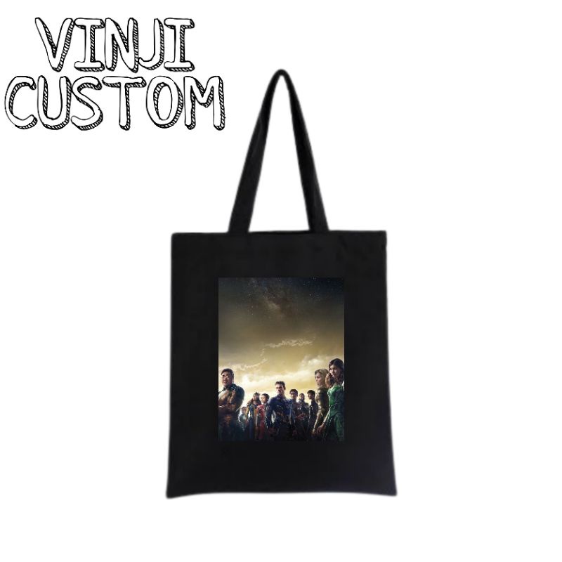 Tote bag ETERNALS / tote bag resleting MARVEL / totebag hitam / totebag wanita / tote bag pria / tas