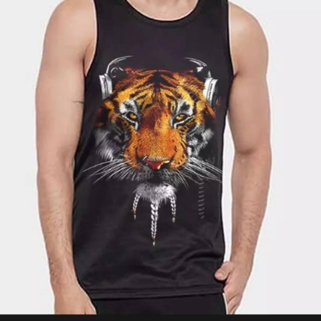 Singlet Pria Tanpa Lengan / Macan Headset / UK L-XL / Shalch Trendy