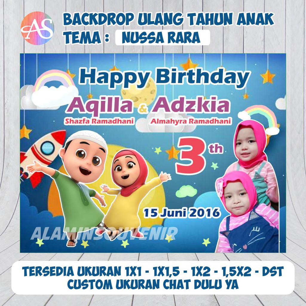 Backdrop Ulang Tahun Khitanan Nussa Rara