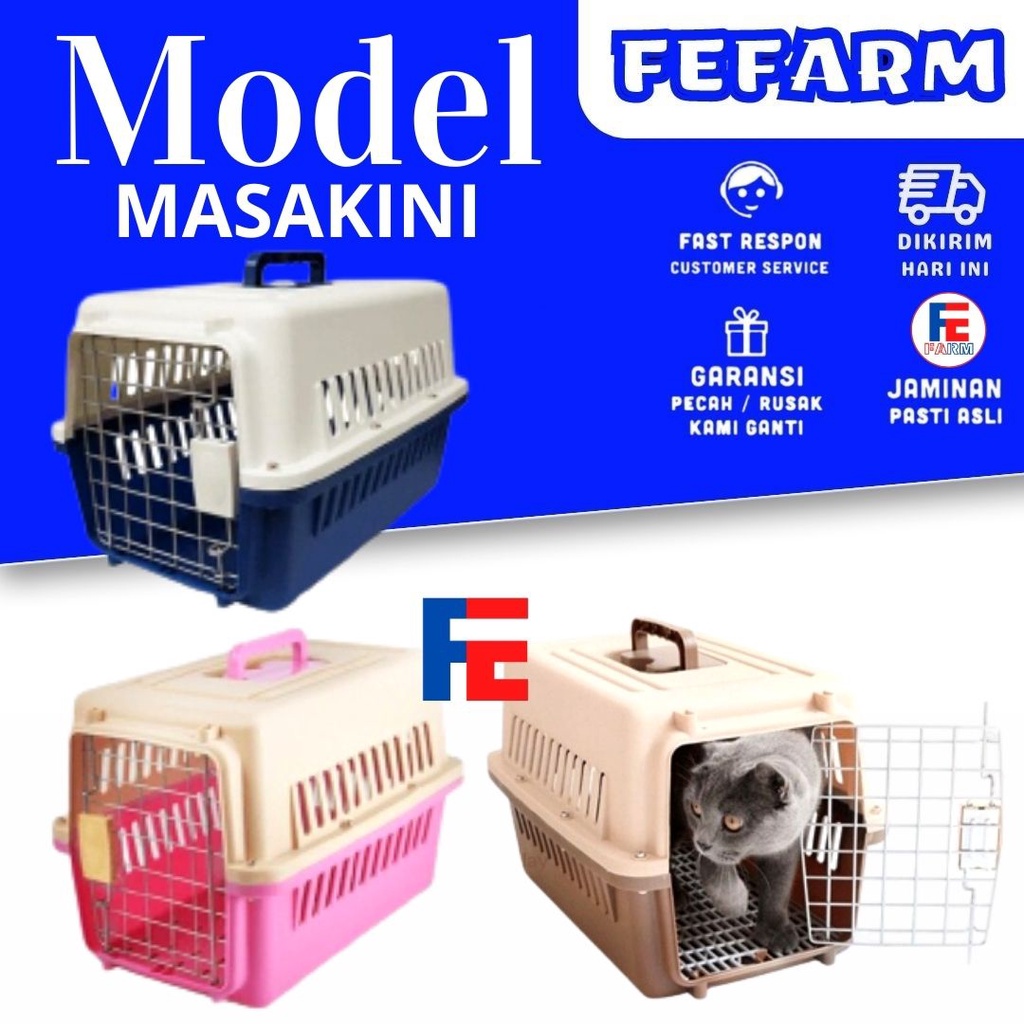 Kandang Kucing Pet cargo Tas travel hewan Pet carrier Pintu Besi ukuran medium voyager pet carrier anjing kelinci COD FEFARM