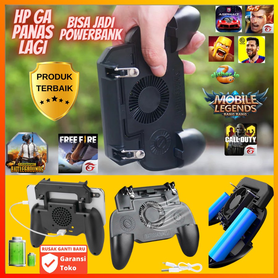 Ori Gamepad Multifungsi Kipas Holder Pubg Ff Ml Power Bank Trigger L1 R1 Cooler Game Pad Cooling Fan