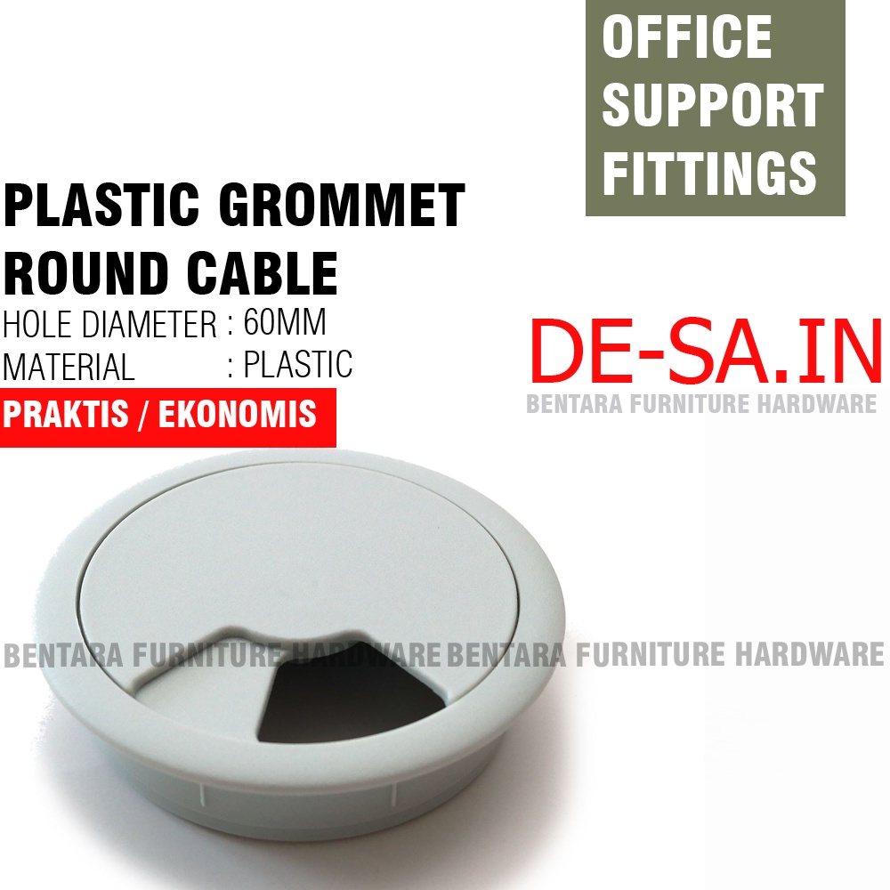 60MM LUBANG KABEL BULAT PLASTIK - PLASTIC GROMMET ROUND CABLE WIRE OFFICE HITAM PUTIH ABU COKLAT CREAM CHROME MIRROR