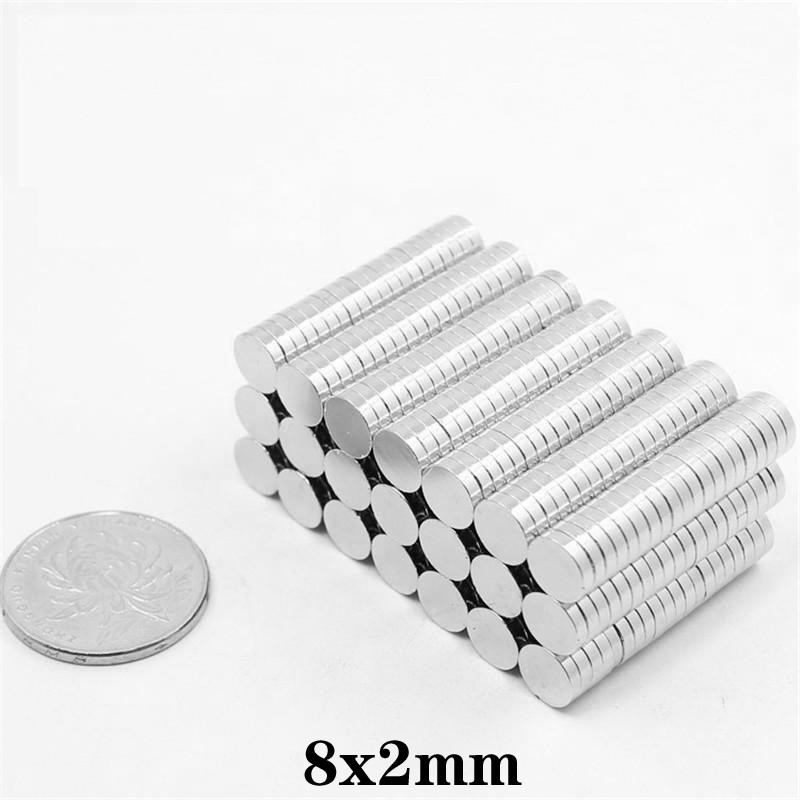 Magnet Neodymium 8x2mm 8x2 mm 8 x 2 bulat koin putih neodimium Kuat N52