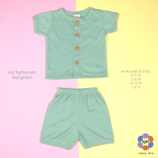 NOVA Ezy Button Set Polos Nature Series / Setelan Baju Bayi