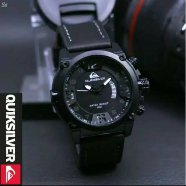 Jam tangan pria kulit QUICKSILVER TANGGAL aktif