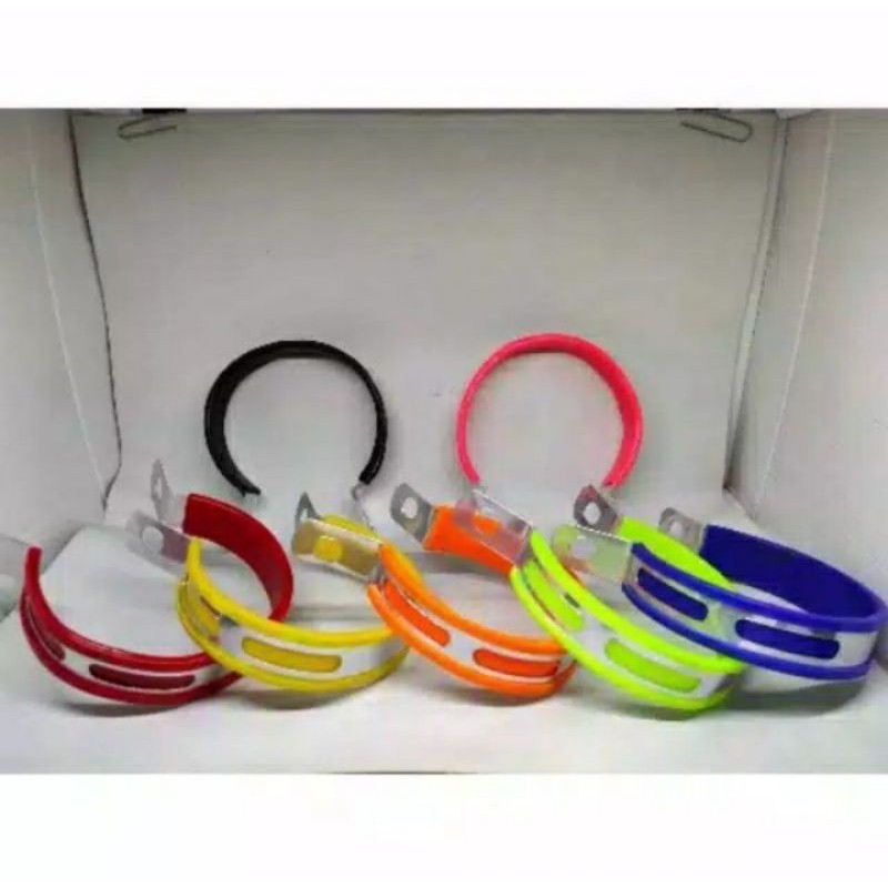 Klem knalpot racing warna 4t 4tak ukuran 3 inch 8cm bahan tebal dan kuat