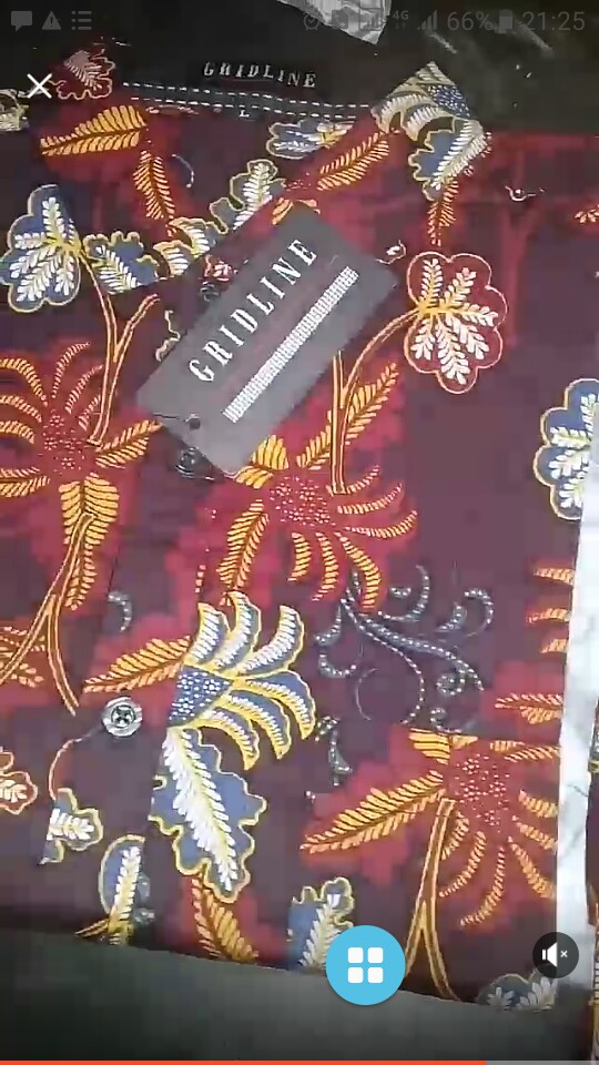 [gridline - Ls048 Maroon Black & Ls002] Kemeja Batik Pria Katun Lengan Panjang Slimfit Simpel Casual