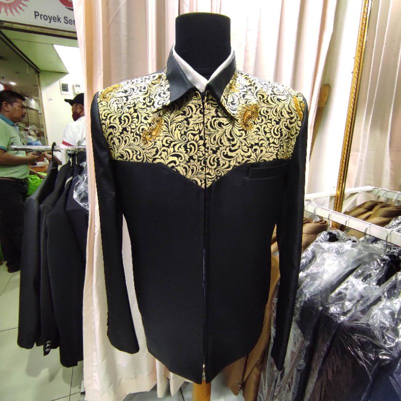 Jasket Jas model jaket pakai reseleting jaket semi formal jaket murah jaket kombinasi batik jaket