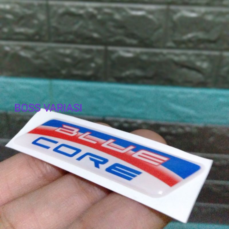 Stiker Blue Core Bahan Resin Timbul