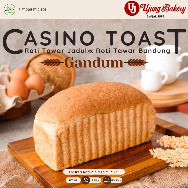 Roti Tawar Jadul Gandum 19x9x9 Cm | 1 Pcs | Tanpa Pengawet