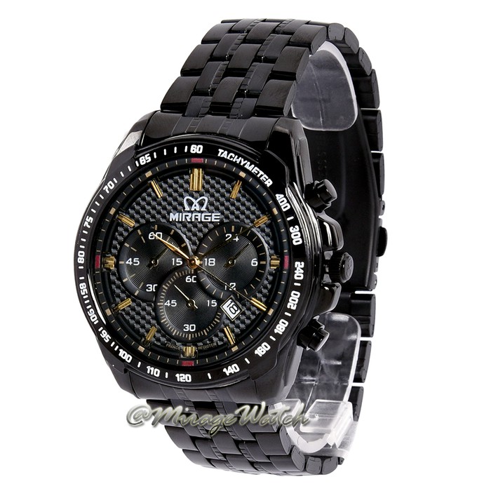 PROMO JAM TANGAN PRIA MIRAGE AC 8535M SPORT FULL BLACK pH