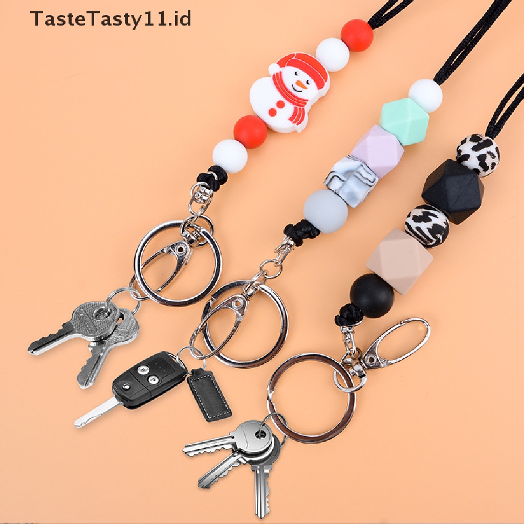 Kalung Lanyard Manik-Manik Bahan Silikon Untuk Lencana ID