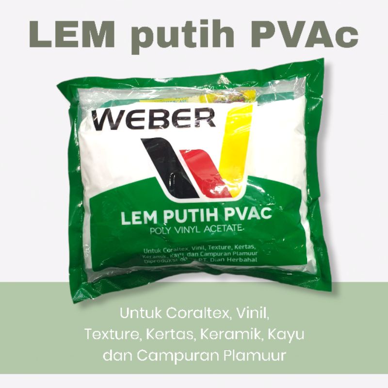 LEM PUTIH PVAC POLY VINYL ACETATE Untuk Coraltex, Vinil, Texture, Kertas, Keramik, Kayu, dan Campura