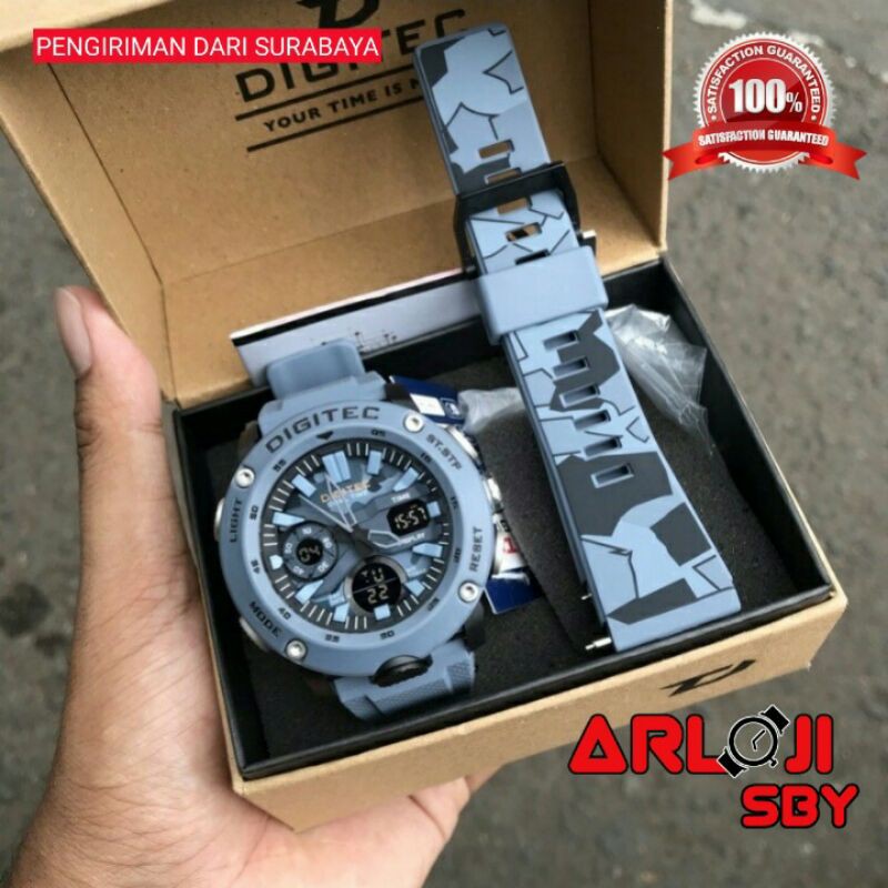 JAM TANGAN PRIA DIGITEC DA 2094 FREE RUBBER ORIGINAL WR