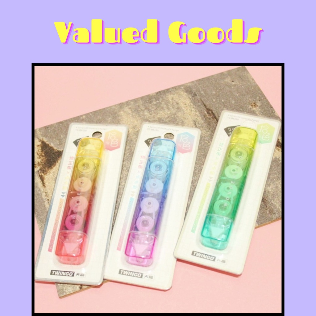 

Correction Tape Twinggo 2 in 1 Glue Tape - GRADASI BIRU HIJAU PINK RANDOM - tipe ex kertas random warna warni alat tulis kantor kerja sekolah lucu unik sovenir hadiah cute