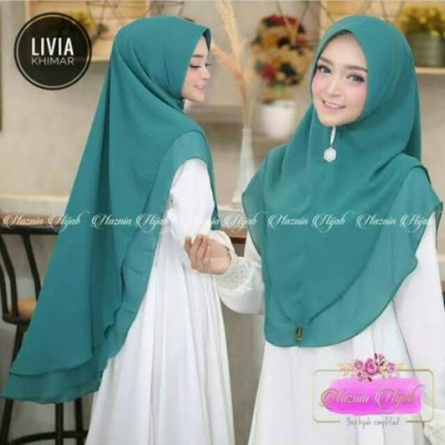 SALE Hijab Khimar livia alifa 2 layer oval / Jilbab 2 layer-6