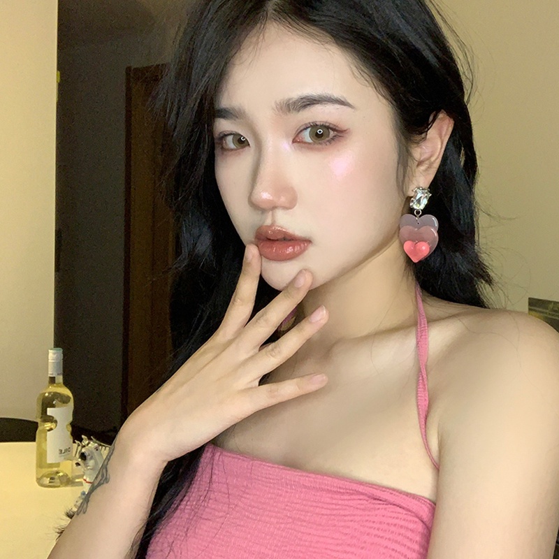 Anting Zirkon Warna Pink Untuk Aksesoris