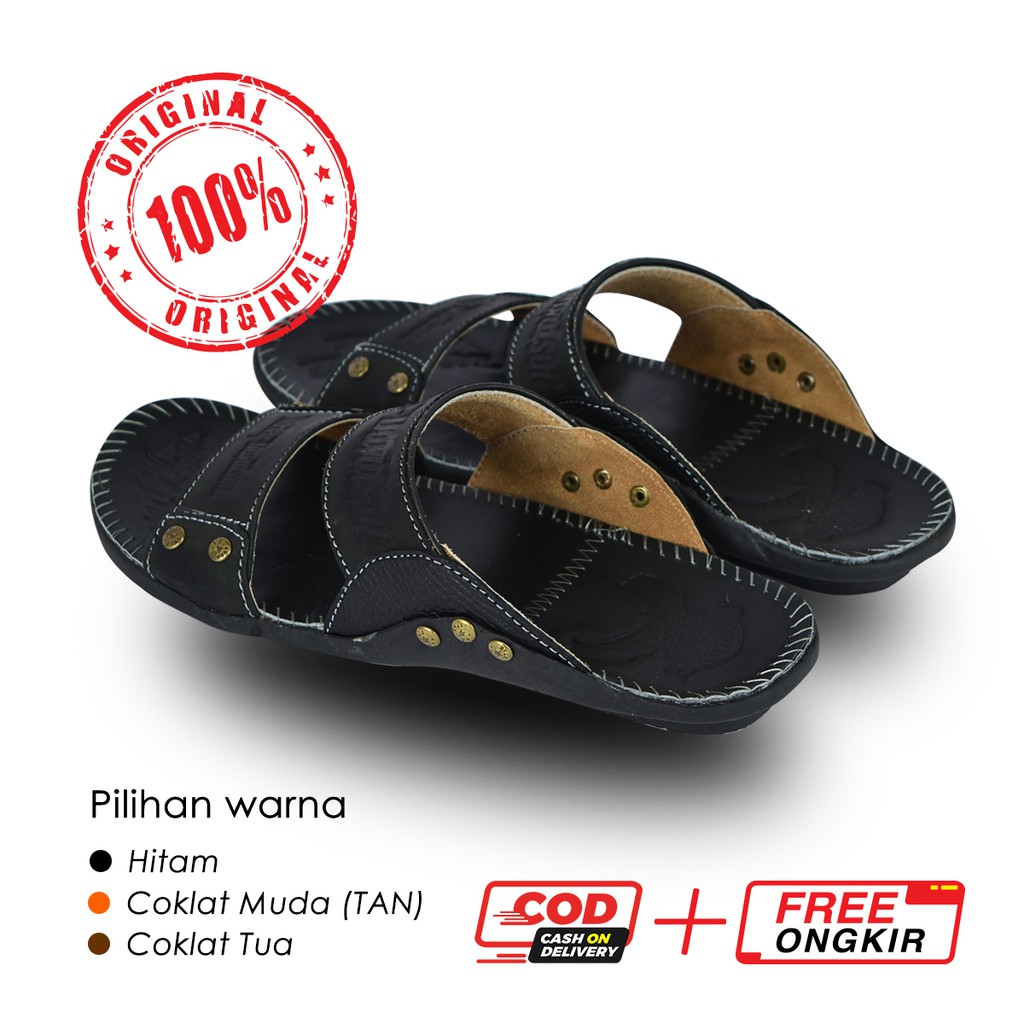 Sandal Kulit Asli Ban 2 Tres MOXXER Full Up Sendal Kulit Asli Pria Sandal Slop Casual / Sendal Jepit Slide