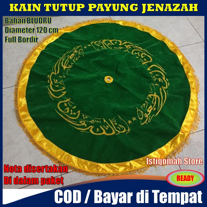 PROMO Kain Payung untuk Keranda Jenazah Warna Hijau Muda Bahan BLUDRU Full Bordir TERLARIS