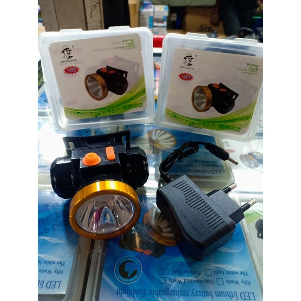 Headlamp head lamp lampu senter kepala super sepeda hiking baca cas charge 15 Watt