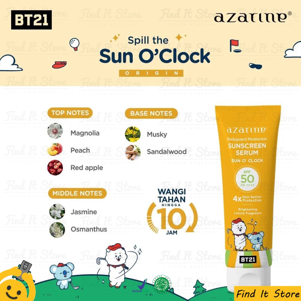 Azarine Body Guard Moisturizer Sunscreen Serum BT21 SPF 50 PA++++ 100ml | BPOM Original BTS Collab Sun Protection