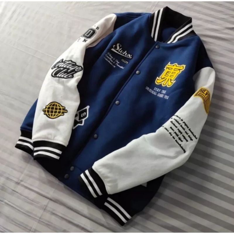 Jaket Varsity Baseball Pria &amp; Wanita Salvio Full Bordir - JAKET VARSITY BASEBALL Salvio  - Jaket Varsity Baseball Kanji&amp;Salvio Original-Gratis Onkir - Bisa COD