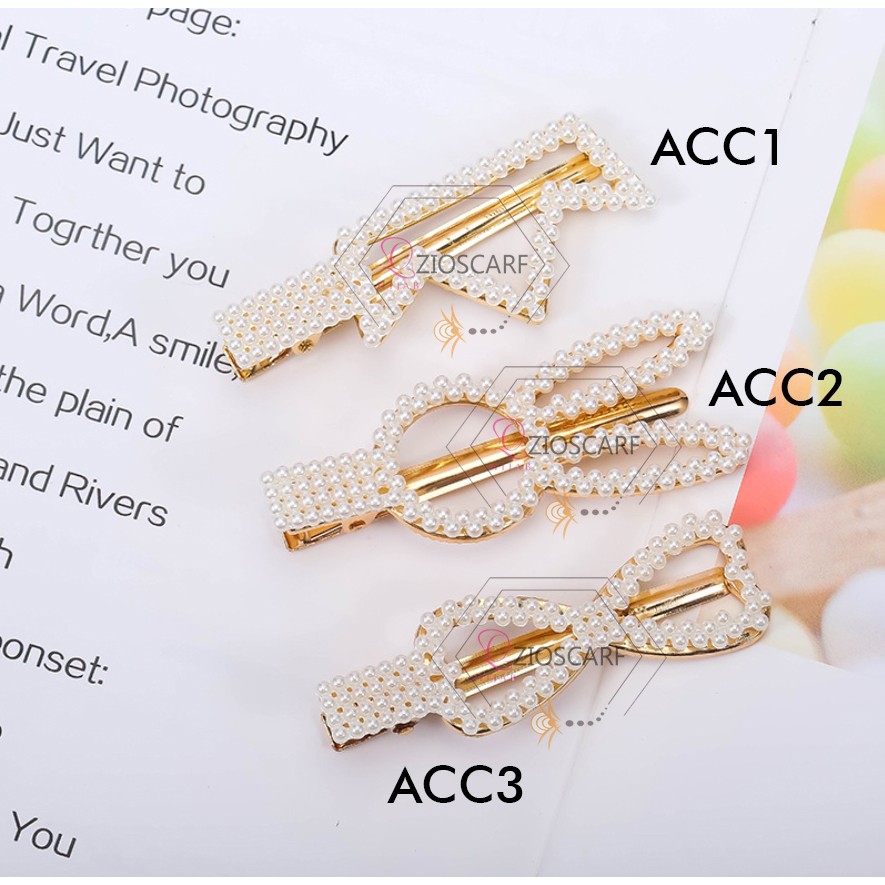 [Bayar Di Tempat] Mutiara Hairpin klip jepit rambut Korea retro busur klip ACC ZIOSCARF