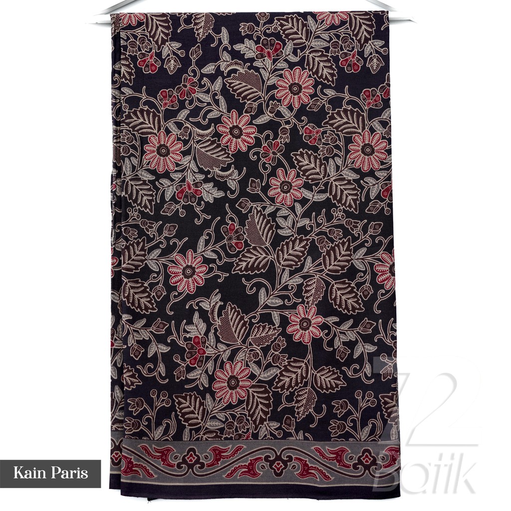 KAIN BATIK PREMIUM Bahan Paris Motiif Kembang Setaman Warna Hitam Item Black 727498 Cap 72 Jarik Jarit Samping Kebat Panjang Batik Paris Modern Premium Bahan Seragam Batik Pernikahan Kantor Keluarga Murah Kamen Jadi Batik Bali Lembaran