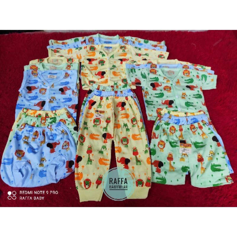 PAKET HEMAT ISI 18PCS/9STEL BAJU+CELANA BAYI, MOTIF ANIMAL