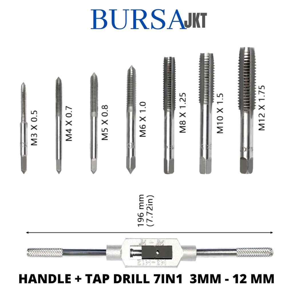 HAND TAP TAB DIE SNEI PEMBUAT PERBAIKAN ULIR MUR BAUT DRAT SLEK M5 - M12 MATA BOR