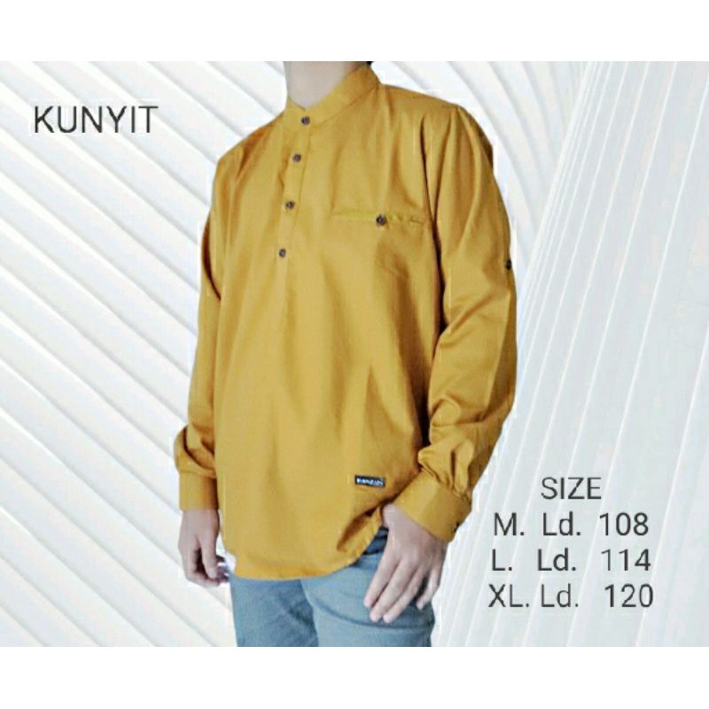COD Kemeja Koko Muslim Warna Mustard (kuning kunyit) - baju Koko modern casual