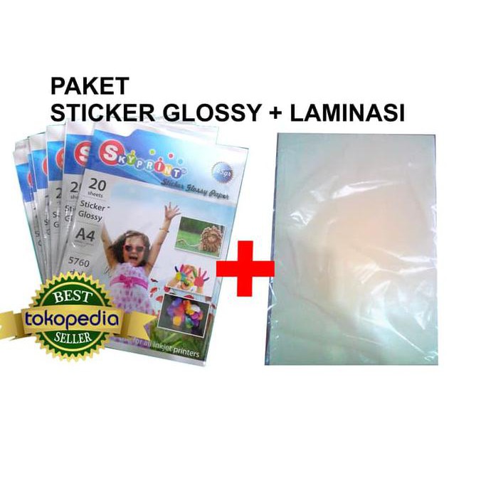 

TERLARIS paket sticker glossy photo paper plus laminasi lapisan tahan air