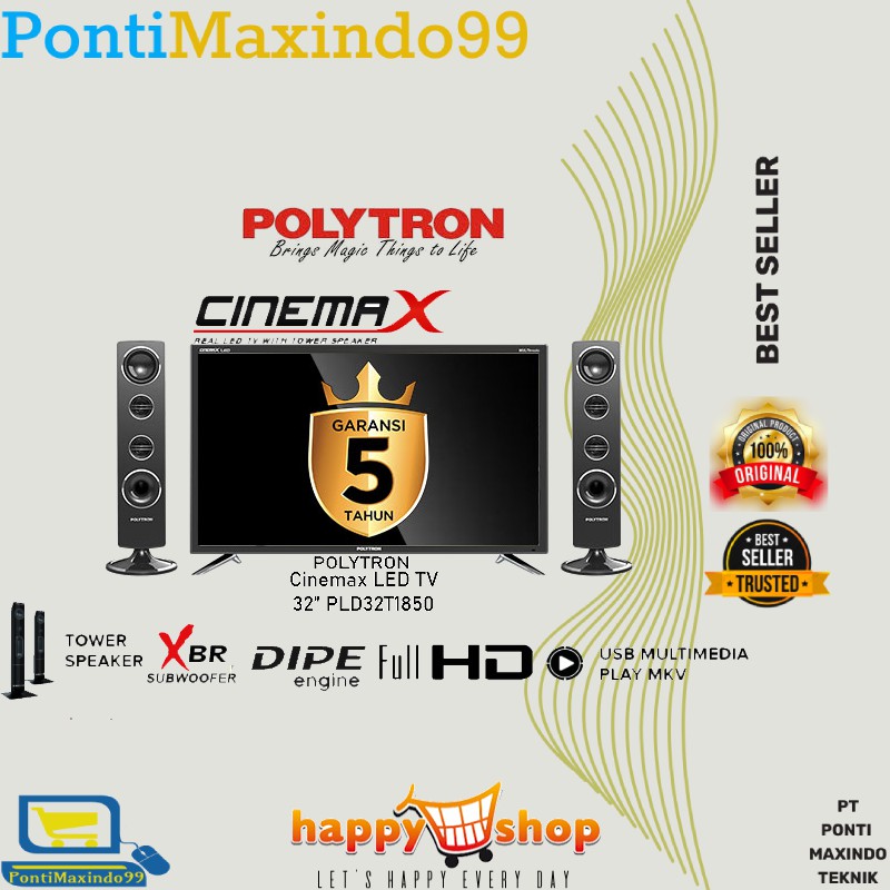POLYTRON TV LED PLD-32T1850 32 INCH & EXTERNAL SPEAKER