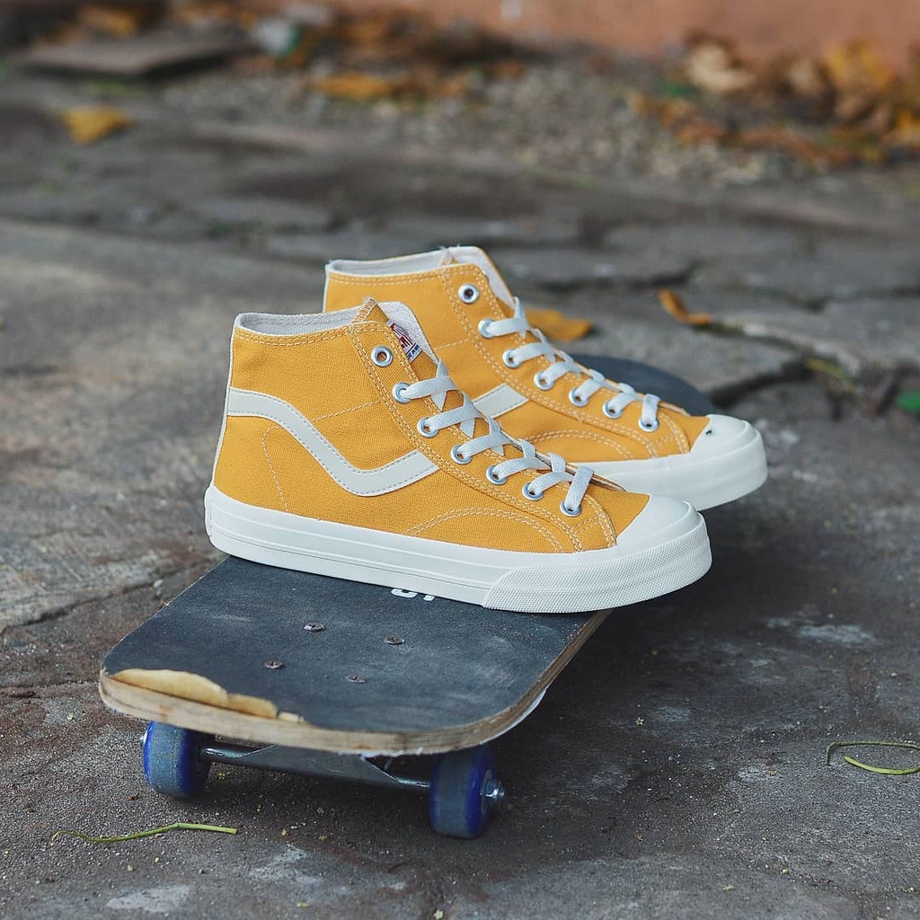 ventela publik high grey maron yelow sepatu vantela low yelow