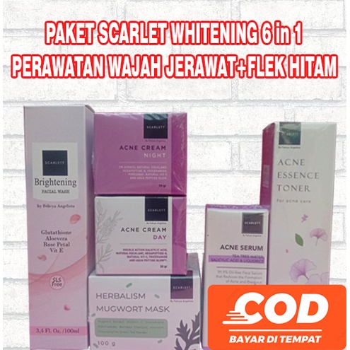SCARLETT WHITENING PAKET ACNE 6 IN1(paket perawatan wajah berjerawat)
